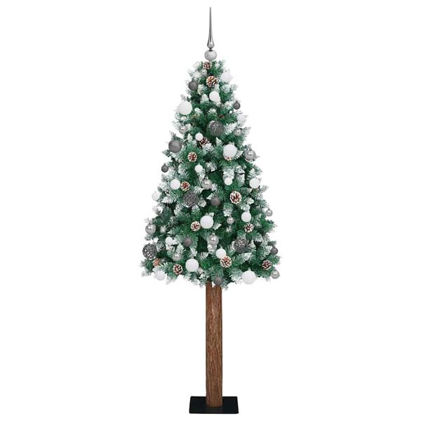 vidaXL Slim Christmas Tree Green 210 cm PVC and Solid Pine wood