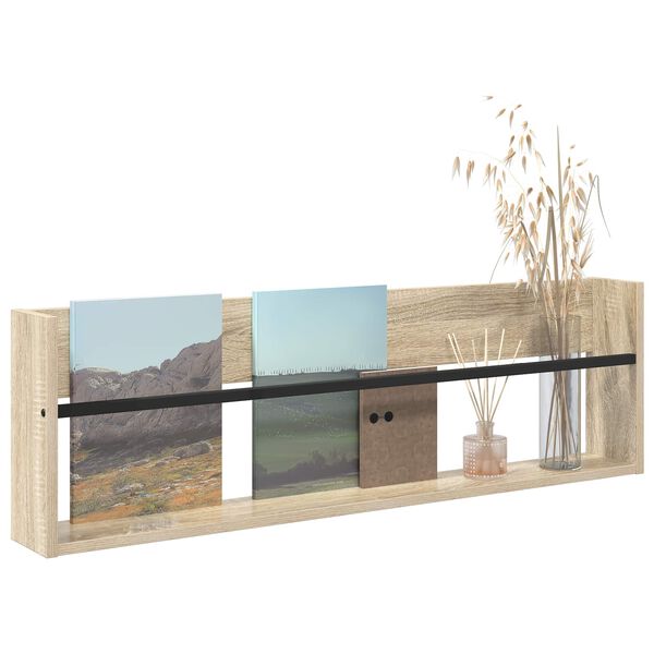 vidaXL Magazine Rack Sonoma Oak 100 x 12 x 30 cm Engineered Wood