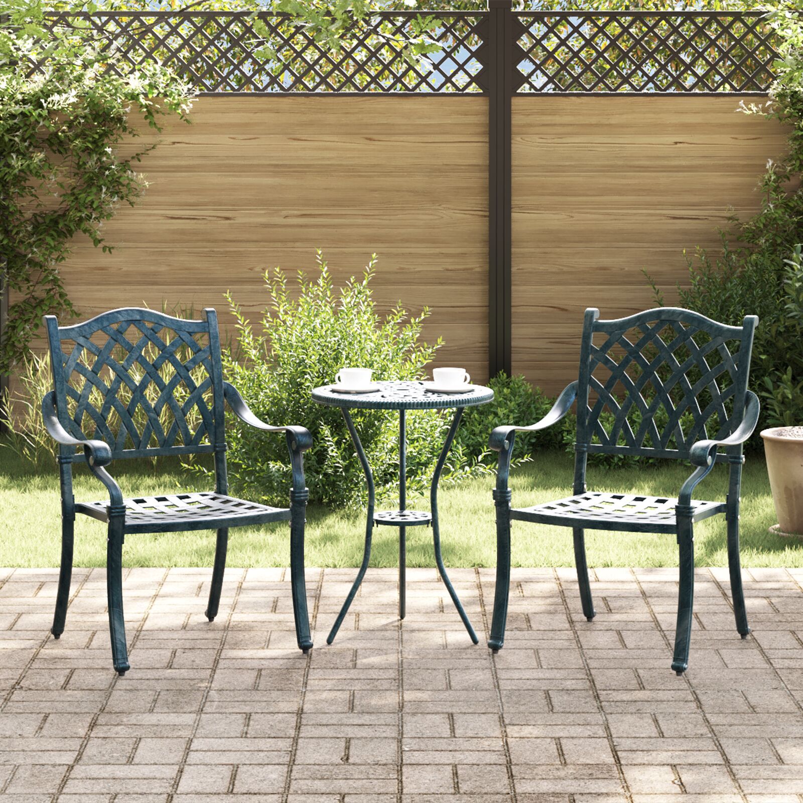 green aluminum patio chairs
