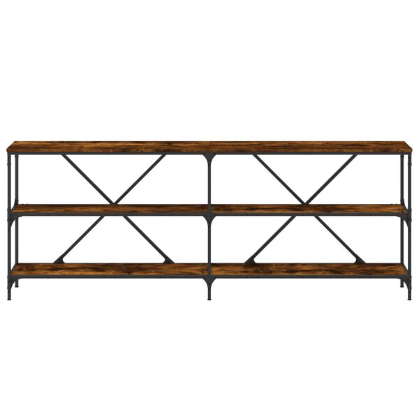 vidaXL Console Table Smoked Oak 200x30x75 cm Engineered Wood and Iron