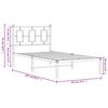 vidaXL Metal Bed Frame without Mattress with Headboard White 90x200cm