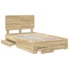 vidaXL Bed Frame with Drawer Sonoma Oak 120 x 200 cm Engineered Wood
