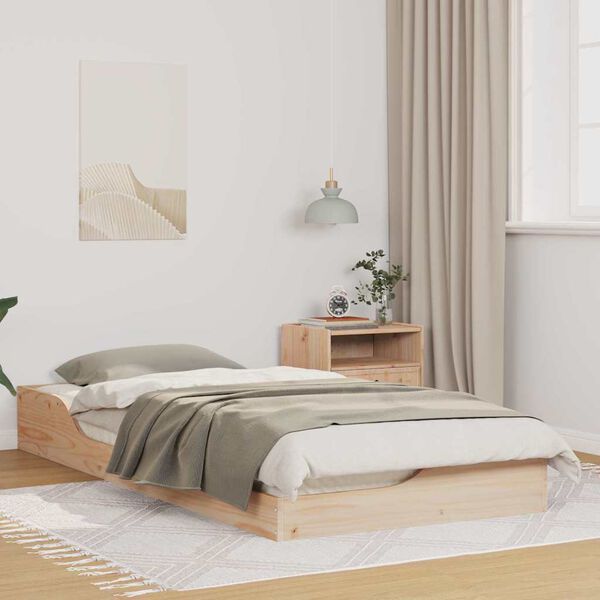 vidaXL Floor Bed Frame Brown 90 x 200 cm Solid pine wood