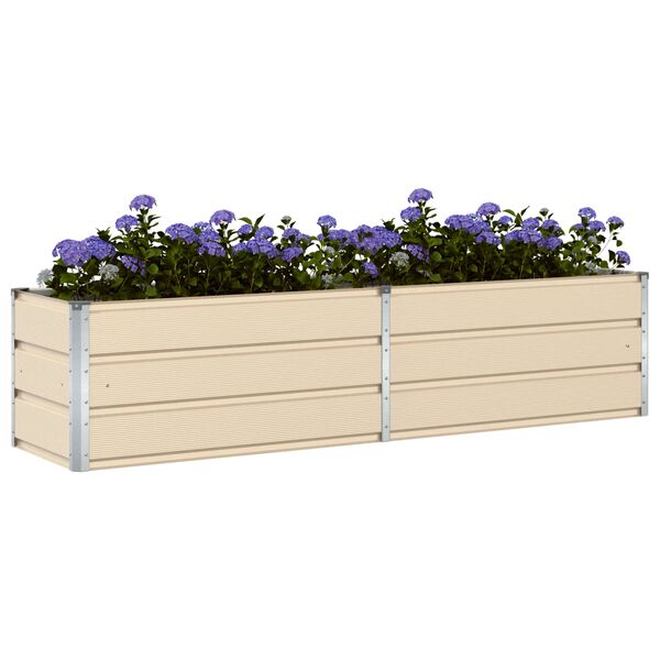 vidaXL Planter Ivory 195 x 50 x 45 cm Galvanised Steel