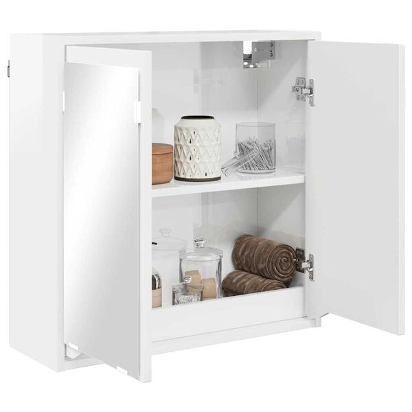 vidaXL Bathroom Mirror Cabinet High Gloss White 60 x 20 x 60 cm