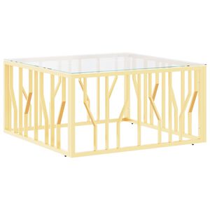 vidaXL Coffee Table Gold 80x80x40 cm Stainless Steel and Glass