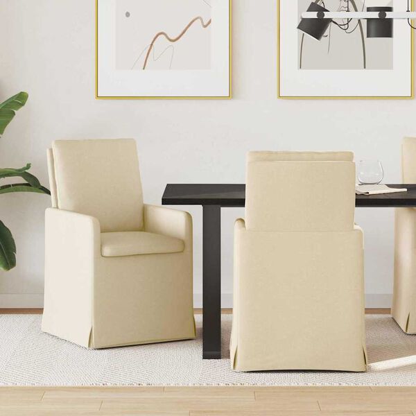vidaXL Dining Chairs 2 pcs Cream 57 x 67 x 98 cm Fabric