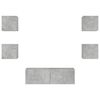 vidaXL 5 Piece TV Wall Cabinets with LED Lights Concrete Grey