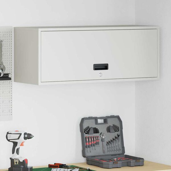 vidaXL Wall Cabinet for Garage with Gas-lift Door White