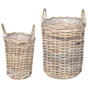 vidaXL Planter Basket with Storage 2 pcs Grey