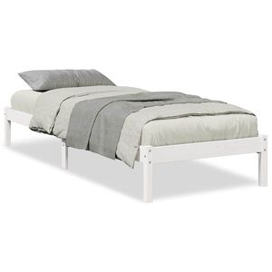 vidaXL Extra Long Bed Frame without Mattress White 90x210 cm Solid Wood Pine