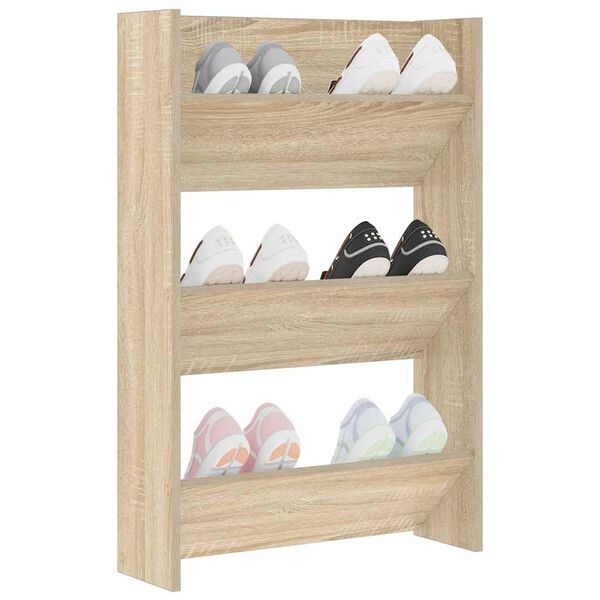 vidaXL Wall Shoe Cabinet Sonoma Oak 60x18x90 cm Engineered Wood