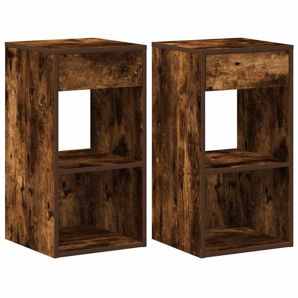 vidaXL Bedside Cabinets with Drawer 2 pcs Smoked Oak 35x34x66.5 cm