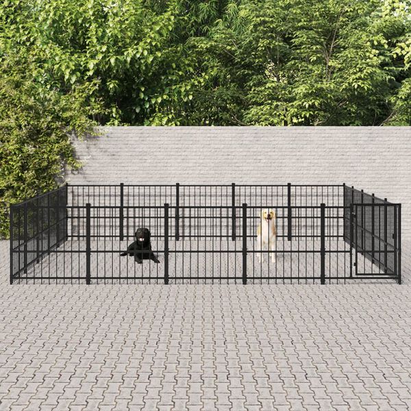 vidaXL Outdoor Dog Kennel Steel 23.52 m&sup2;