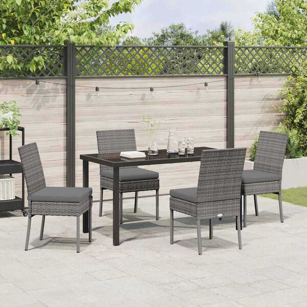 vidaXL Garden Dining Set 5 pcs Grey Powder-Coated Steel