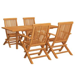 vidaXL 5 Piece Garden Dining Set Solid Teak Wood