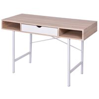 vidaXL Desk with 1 Drawer Oak and White