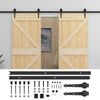 vidaXL Sliding Door 2 pcs Natural and Black Solid Pine Wood
