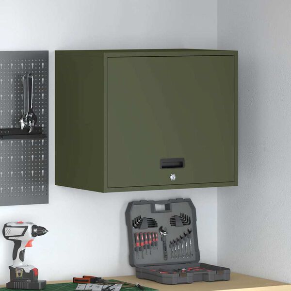 vidaXL Wall Cabinet for Garage with Gas-lift Door Olive green