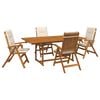 vidaXL Outdoor Dining Set with Parasol 6 pcs 4-Seaters Cream White
