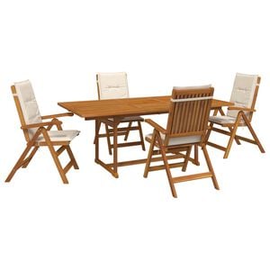 vidaXL Outdoor Dining Set with Parasol 6 pcs 4-Seaters Cream White
