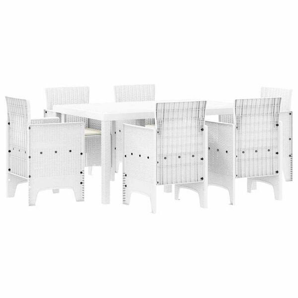 vidaXL Garden Dining Set 7 pcs White Polt rattan