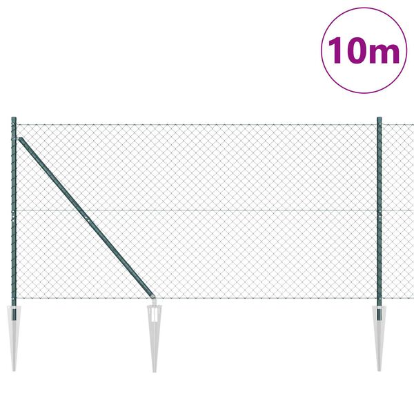 vidaXL Fence Post Green 10 x 1.4 m (60 x 60 mm mesh) Steel and PVC