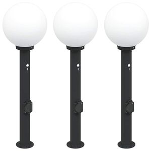 vidaXL Bollard Lights with Sensor&Outlet 3 pcs 80 cm Black IP44