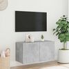vidaXL TV Wall Cabinet with LED Lights Concrete Grey 80x35x41 cm