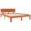 vidaXL Bed Frame with Headboard Wax Brown 160 x 200 cm Solid Pine Wood