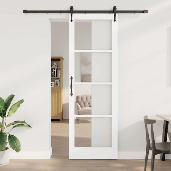 vidaXL Sliding Door White and Black 78 x 232 cm