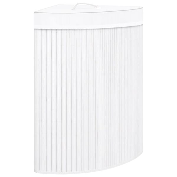 vidaXL Bamboo Corner Laundry Basket White 60 L