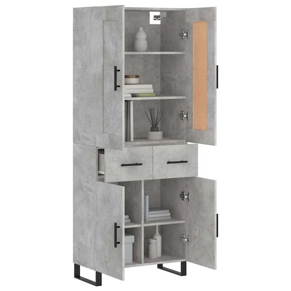vidaXL Highboard Concrete Grey 69.5x34x180 cm Engineered Wood