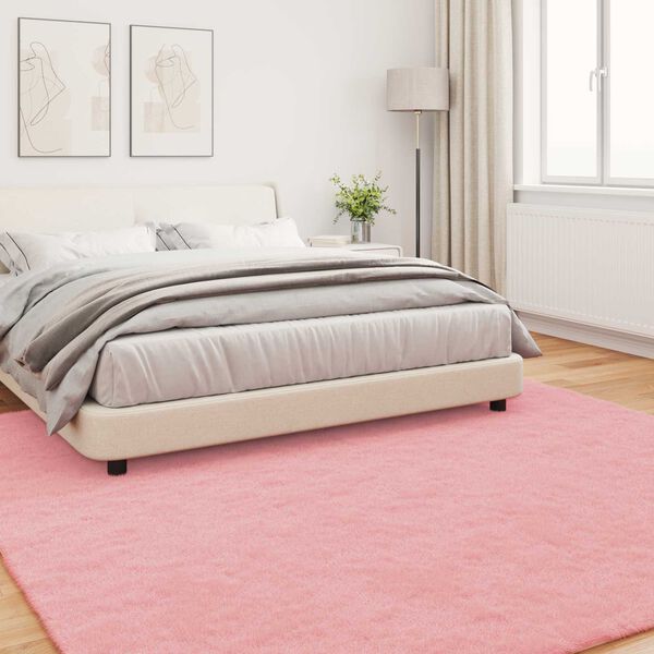 vidaXL Faux Rabbit Fur Rug Olite Pink 200 x 200 cm Polyester