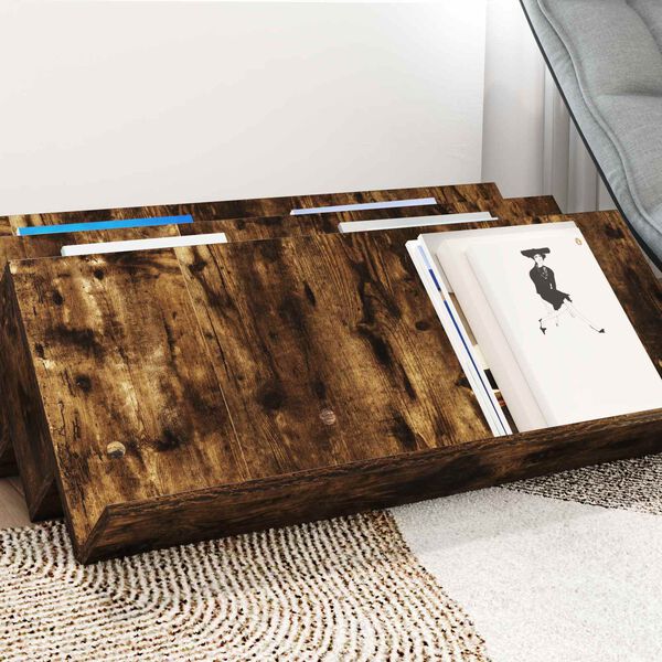 vidaXL Magazine Rack Smoked Oak 90 x 53 x 28.5 cm Engineered Wood