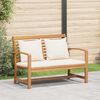 vidaXL Bench Brown and Cream 110 x 66 x 76 cm Solid Teak Wood