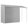 vidaXL Garden Shed with Extended Roof Light Grey 277x107x181 cm Steel