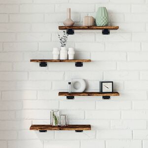 vidaXL Wall Shelves 4 pcs Smoked Oak 40x10x1.5 cm Engineered Wood