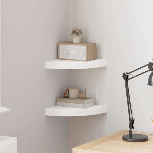 vidaXL Floating Corner Shelves 2 pcs White 25x25x3.8 cm MDF