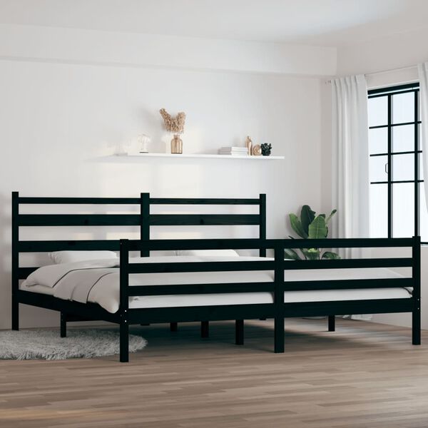 vidaXL Bed Frame without Mattress Solid Wood Pine 200x200 cm Black