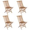 vidaXL Folding Garden Chair 4 pcs Natural Solid Teak Wood