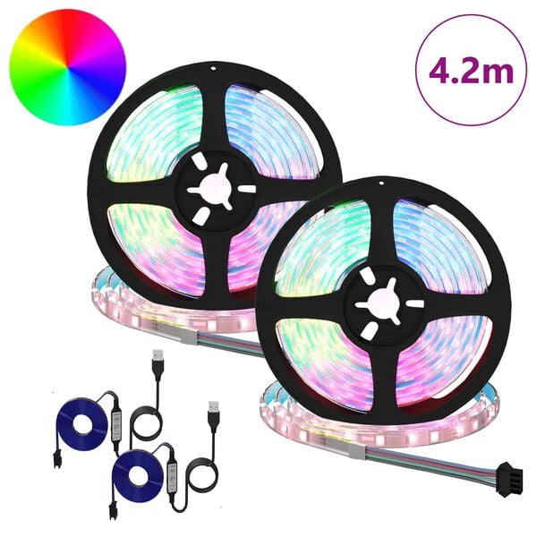 vidaXL LED Strip 2 pcs Black and Transparent 210 x 0.8 x 0.3 cm