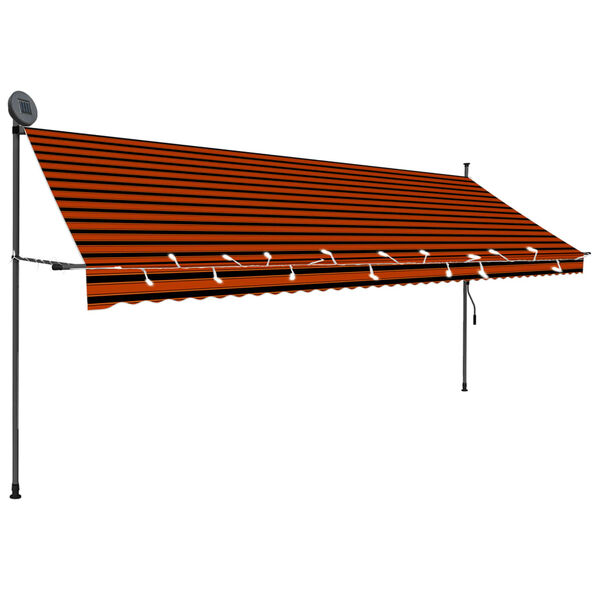 vidaXL Manual Retractable Awning with LED 400 cm Orange and Brown