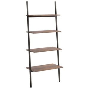 vidaXL 4-Tier Leaning Shelf Dark Brown and Black 64x34x150.5 cm