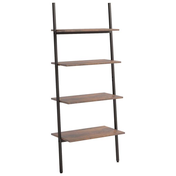 vidaXL 4-Tier Leaning Shelf Dark Brown and Black 64x34x150.5 cm
