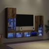 vidaXL TV Cabinet with LED Strip Lights 4 pcs Old wood Engineered wood