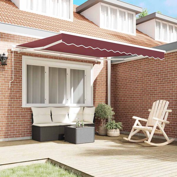 vidaXL Manual Retractable Awning Burgundy 300x250 cm