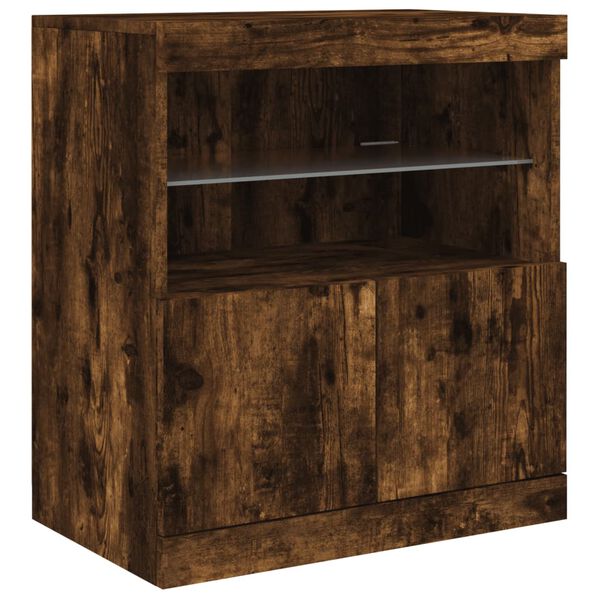 vidaXL Sideboard with LED Lights Smoked Oak 60x37x67 cm