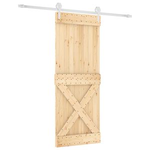 vidaXL Sliding Door Natural and White 90 x 210 cm Solid Pine Wood