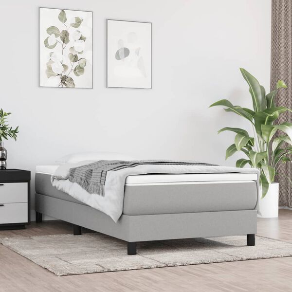 vidaXL Box Spring Bed Frame Light Grey Single Fabric (UK/IE/FI/NO only)